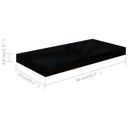 Wandschappen Zwevend 50X3X3,8 Cm Mdf Hoogglans Zwart 2 50 x 23 x 3.8 cm
