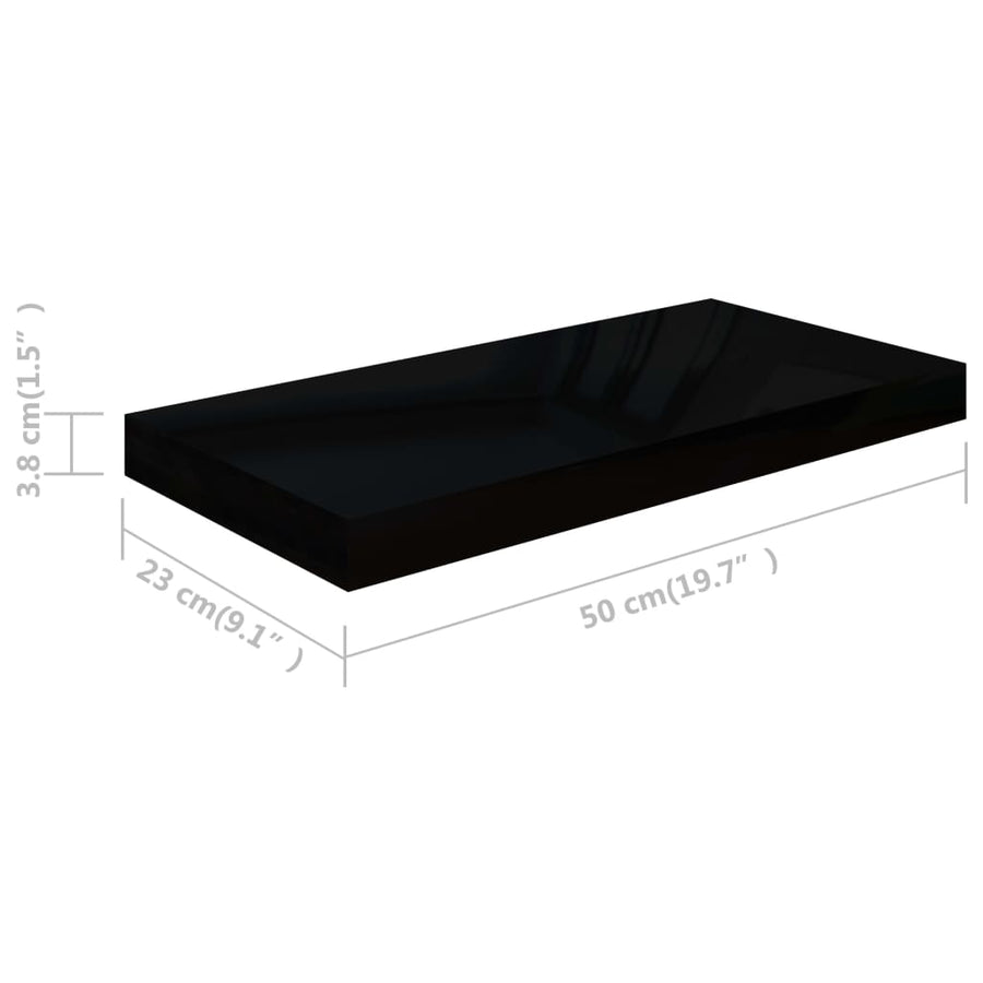 Wandschappen Zwevend 50X3X3,8 Cm Mdf Hoogglans Zwart 2 50 x 23 x 3.8 cm