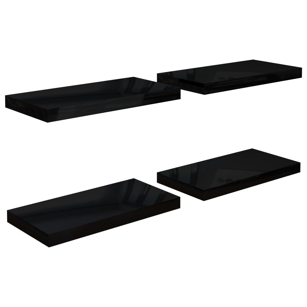 Wandschappen Zwevend 50X23X3,8 Cm Mdf Hoogglans Zwart 4 50 x 23 x 3.8 cm