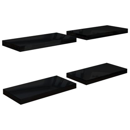 Wandschappen Zwevend 50X23X3,8 Cm Mdf Hoogglans Zwart 4 50 x 23 x 3.8 cm
