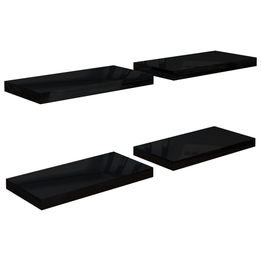 Wandschappen Zwevend 50X23X3,8 Cm Mdf Hoogglans Zwart 4 50 x 23 x 3.8 cm