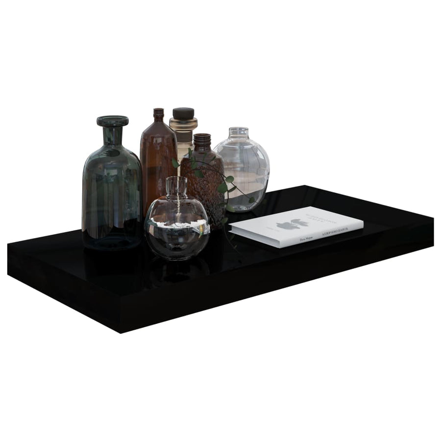 Wandschappen Zwevend 50X23X3,8 Cm Mdf Hoogglans Zwart 4 50 x 23 x 3.8 cm