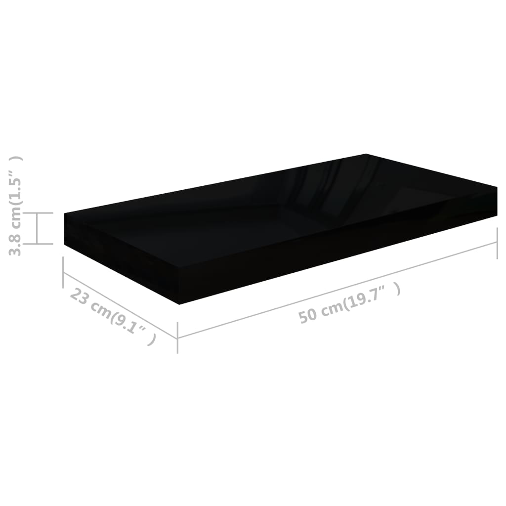 Wandschappen Zwevend 50X23X3,8 Cm Mdf Hoogglans Zwart 4 50 x 23 x 3.8 cm