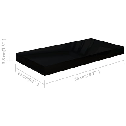 Wandschappen Zwevend 50X23X3,8 Cm Mdf Hoogglans Zwart 4 50 x 23 x 3.8 cm