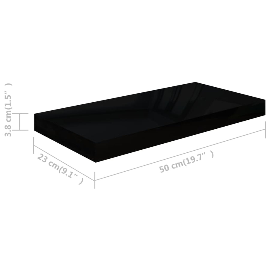 Wandschappen Zwevend 50X23X3,8 Cm Mdf Hoogglans Zwart 4 50 x 23 x 3.8 cm