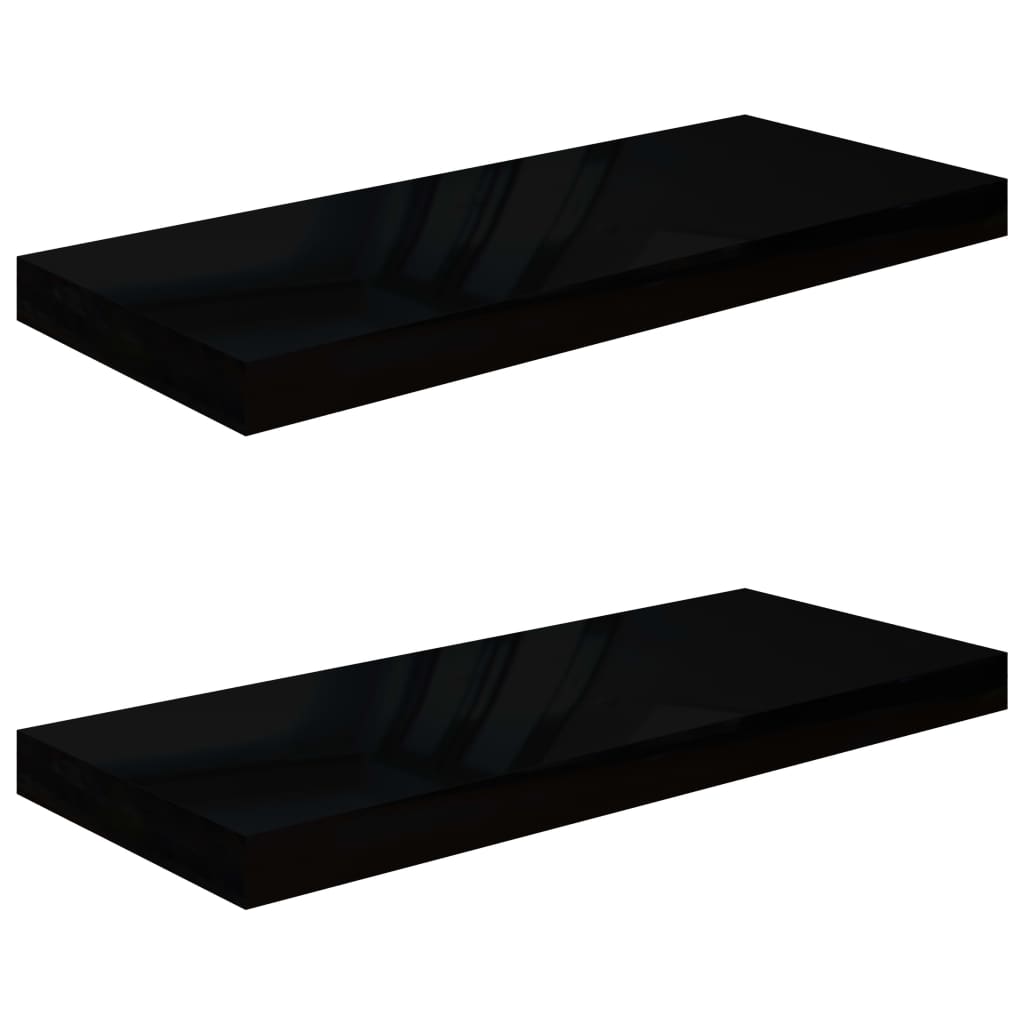 Wandschappen Zwevend 60X3,5X3,8 Cm Mdf Hoogglans Zwart 2 60 x 23.5 x 3.8 cm