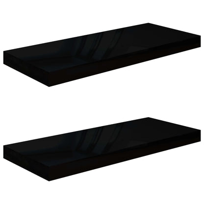 Wandschappen Zwevend 60X3,5X3,8 Cm Mdf Hoogglans Zwart 2 60 x 23.5 x 3.8 cm