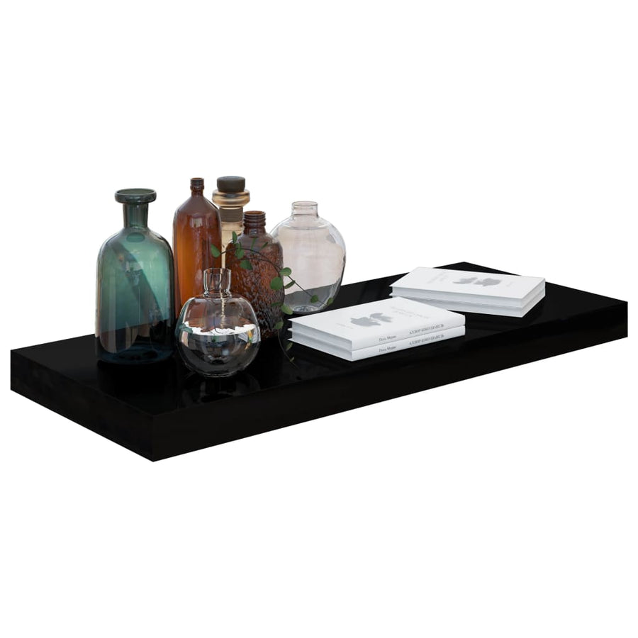 Wandschappen Zwevend 60X3,5X3,8 Cm Mdf Hoogglans Zwart 2 60 x 23.5 x 3.8 cm