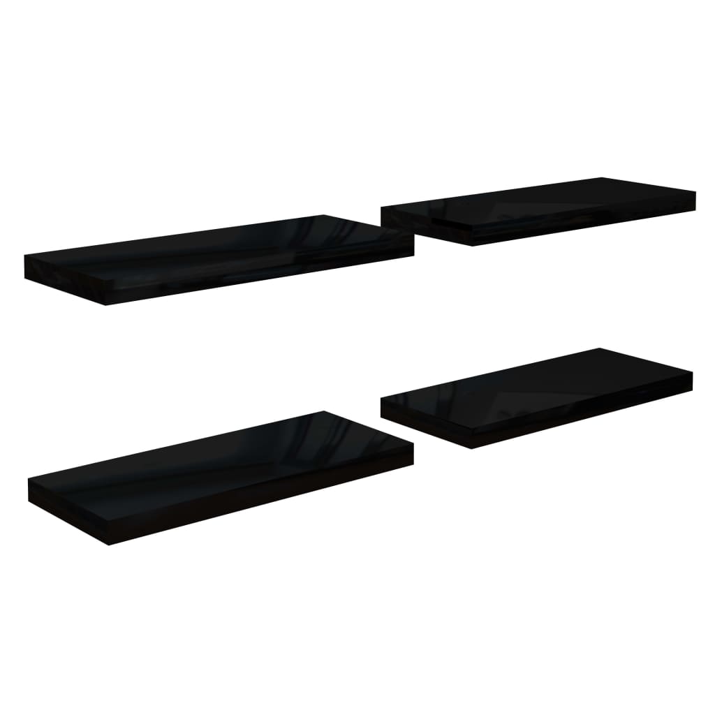 Wandschappen Zwevend 60X23,5X3,8 Cm Mdf Hoogglans Zwart 4 60 x 23.5 x 3.8 cm