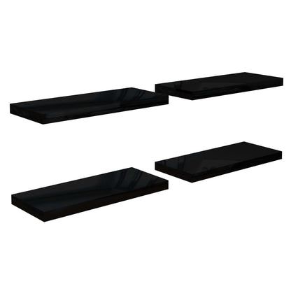 Wandschappen Zwevend 60X23,5X3,8 Cm Mdf Hoogglans Zwart 4 60 x 23.5 x 3.8 cm