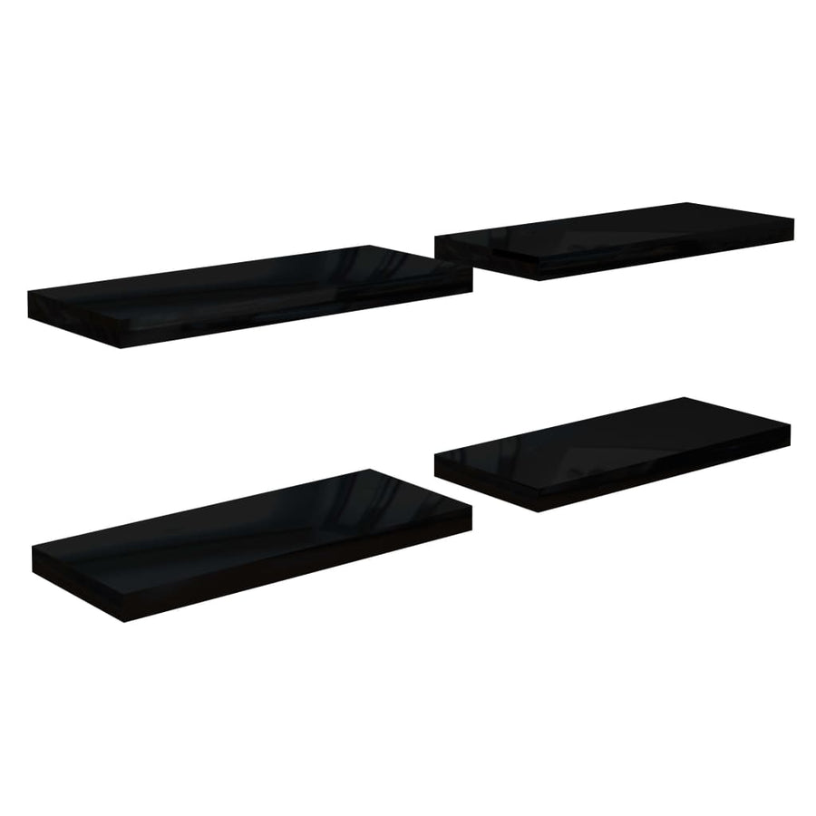 Wandschappen Zwevend 60X23,5X3,8 Cm Mdf Hoogglans Zwart 4 60 x 23.5 x 3.8 cm
