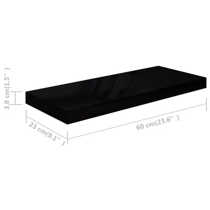 Wandschappen Zwevend 60X23,5X3,8 Cm Mdf Hoogglans Zwart 4 60 x 23.5 x 3.8 cm