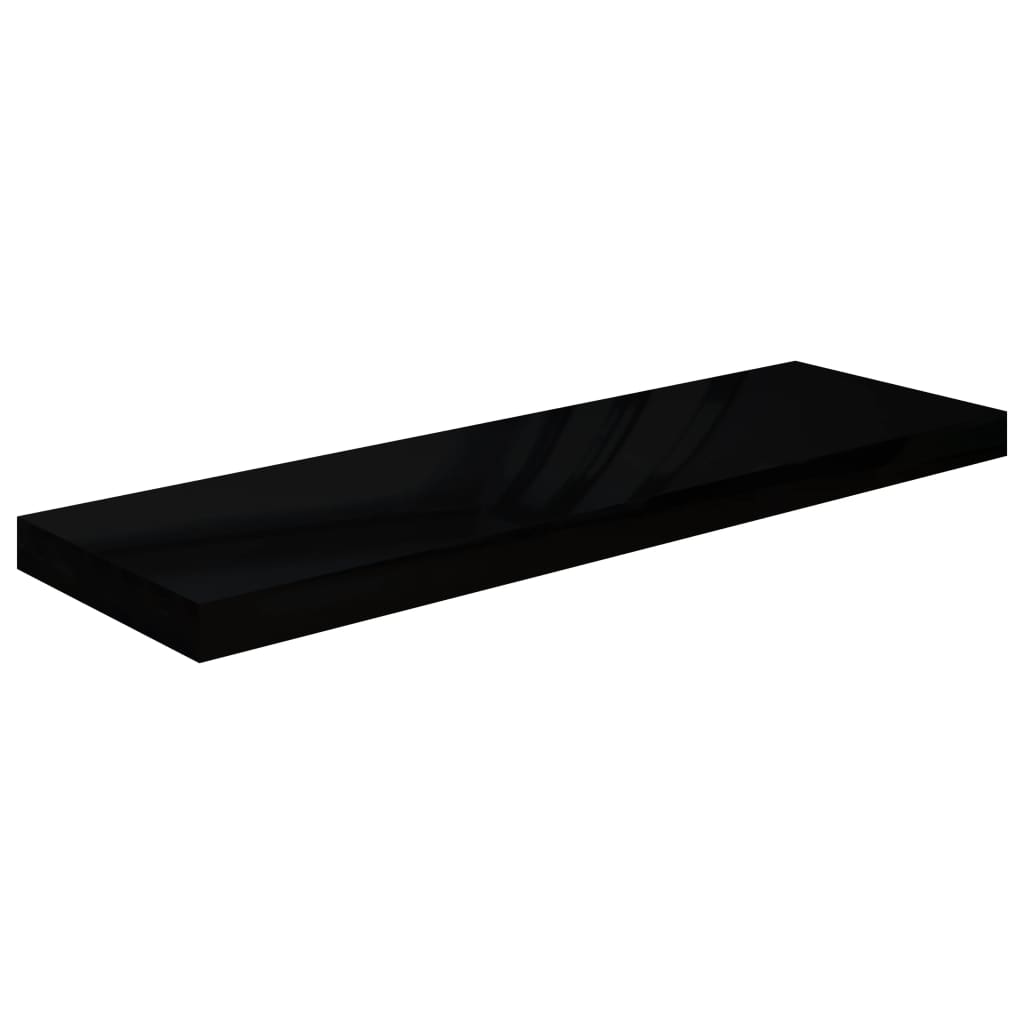 Wandschap Zwevend 80X23,5X3,8 Cm Mdf Hoogglans Zwart 1 80 x 23.5 x 3.8 cm