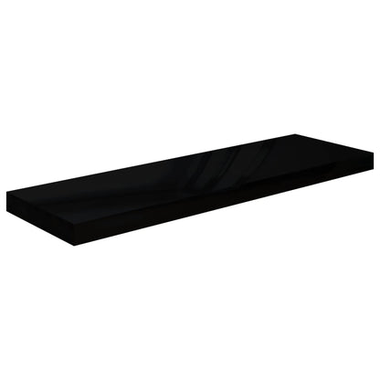 Wandschap Zwevend 80X23,5X3,8 Cm Mdf Hoogglans Zwart 1 80 x 23.5 x 3.8 cm