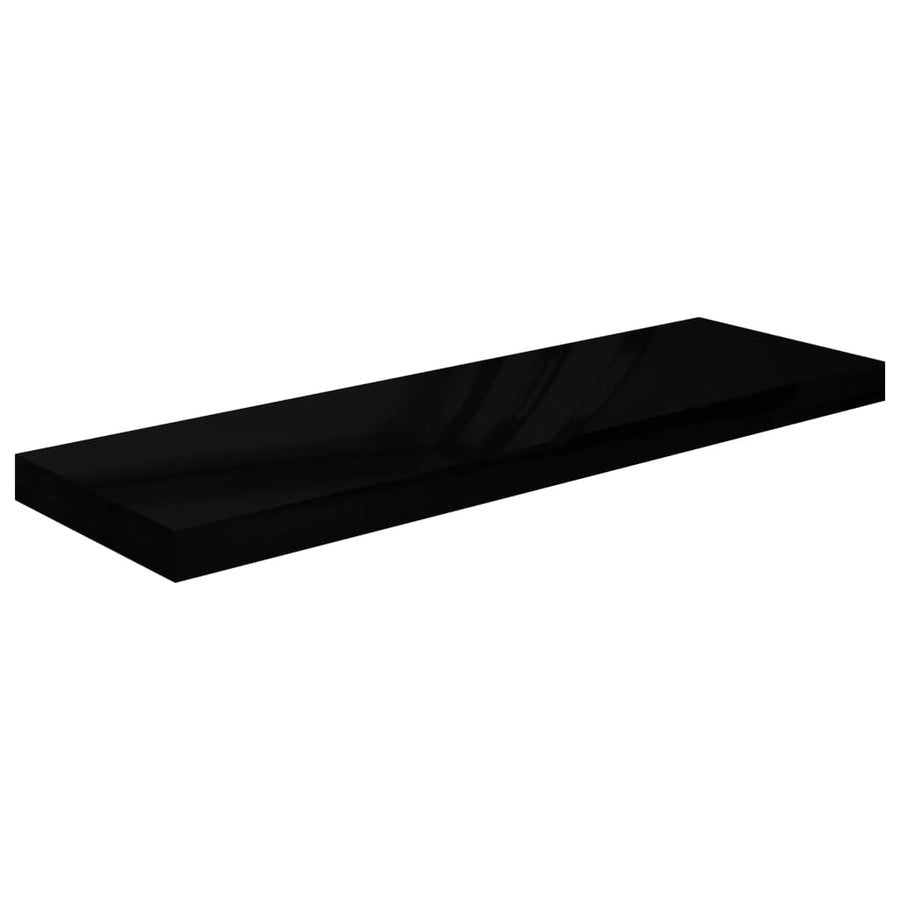 Wandschap Zwevend 80X23,5X3,8 Cm Mdf Hoogglans Zwart 1 80 x 23.5 x 3.8 cm