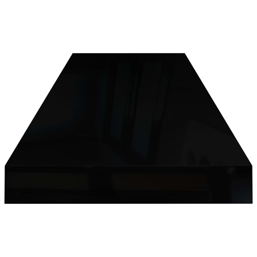 Wandschap Zwevend 80X23,5X3,8 Cm Mdf Hoogglans Zwart 1 80 x 23.5 x 3.8 cm