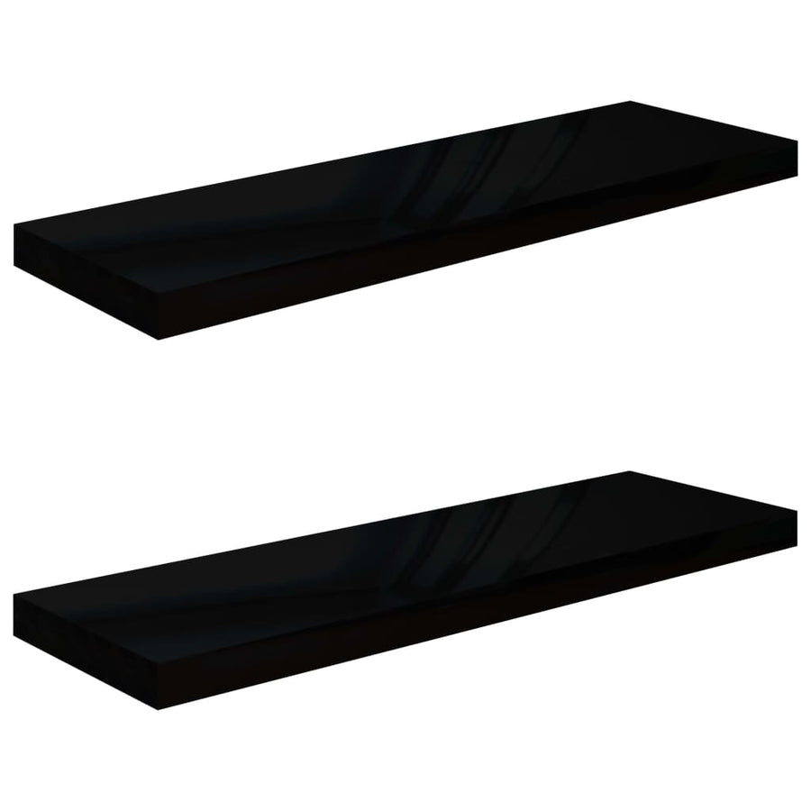 Wandschappen Zwevend 80X3,5X3,8 Cm Mdf Hoogglans Zwart 2 80 x 23.5 x 3.8 cm