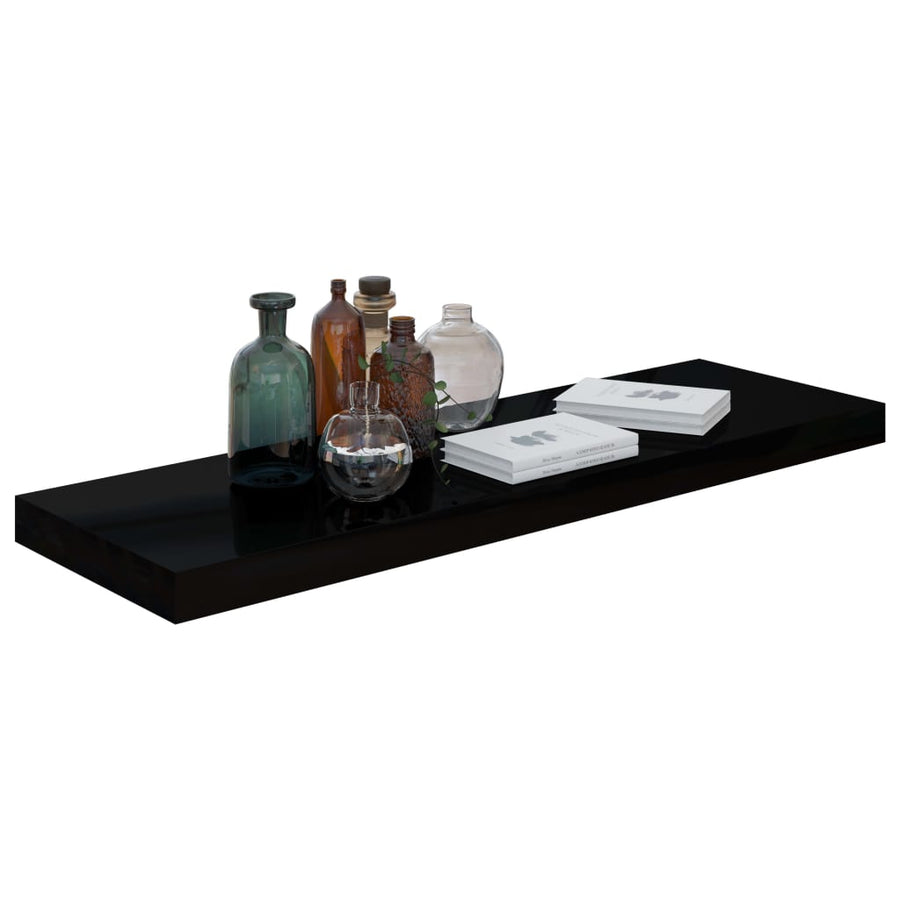 Wandschappen Zwevend 80X3,5X3,8 Cm Mdf Hoogglans Zwart 2 80 x 23.5 x 3.8 cm