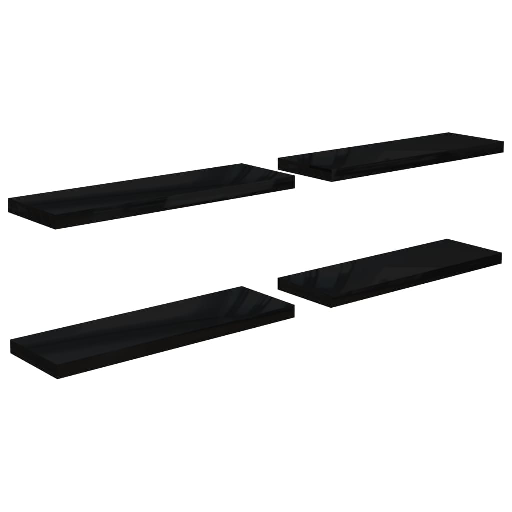 Wandschappen Zwevend 80X23,5X3,8 Cm Mdf Hoogglans Zwart 4 80 x 23.5 x 3.8 cm