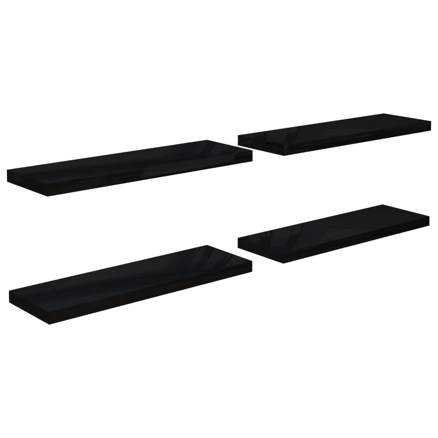 Wandschappen Zwevend 80X23,5X3,8 Cm Mdf Hoogglans Zwart 4 80 x 23.5 x 3.8 cm