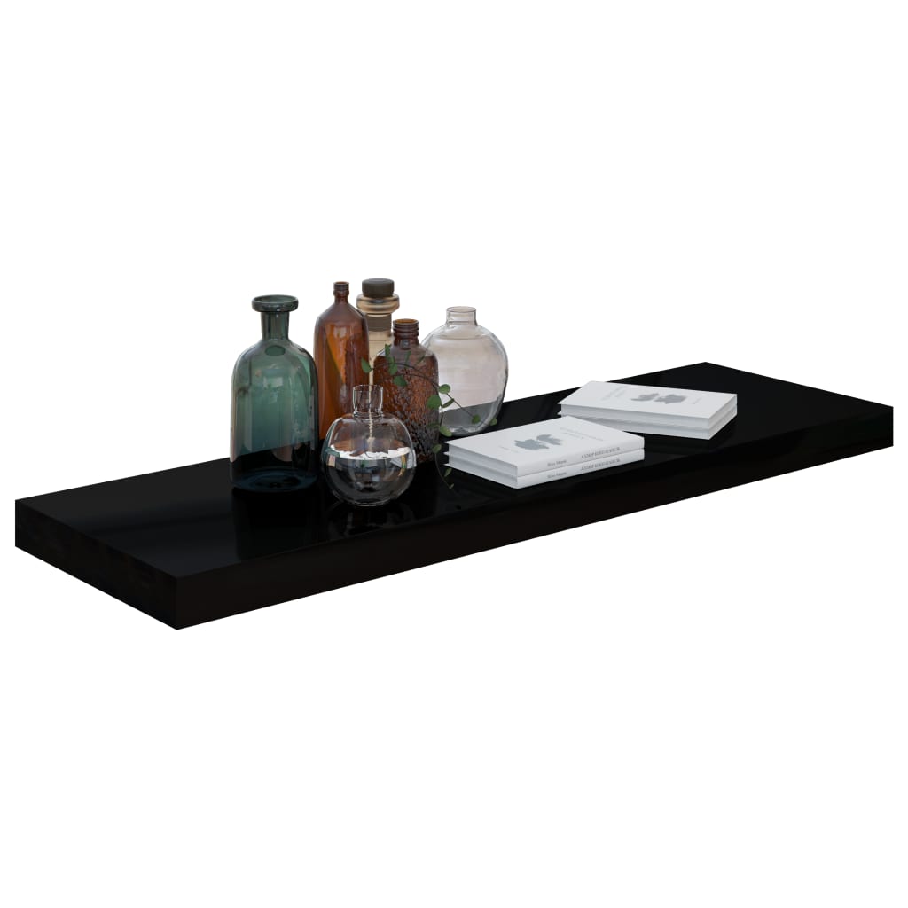 Wandschappen Zwevend 80X23,5X3,8 Cm Mdf Hoogglans Zwart 4 80 x 23.5 x 3.8 cm