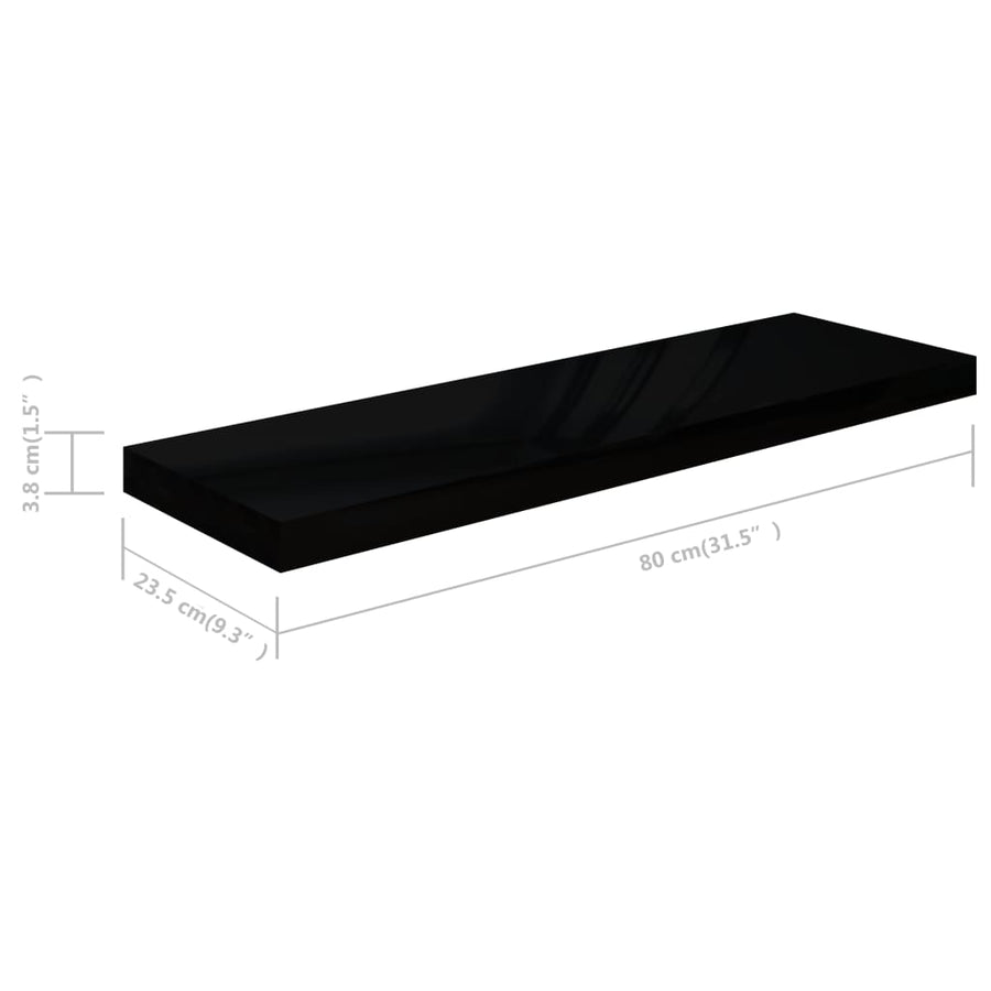 Wandschappen Zwevend 80X23,5X3,8 Cm Mdf Hoogglans Zwart 4 80 x 23.5 x 3.8 cm