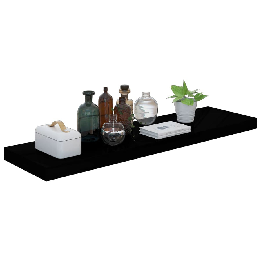 Wandschappen Zwevend 90X23,5X3,8 Cm Mdf Hoogglans Zwart 4 90 x 23.5 x 3.8 cm