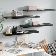 Floating wall shelves 4 pcs 90x23.5x3.8 cm MDF high gloss black