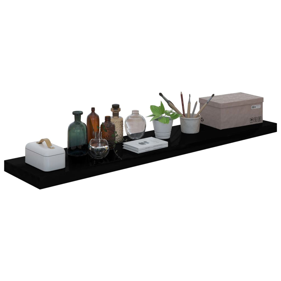 Wandschap Zwevend 20X23,5X3,8 Cm Mdf Hoogglans Zwart 1 120 x 23.5 x 3.8 cm