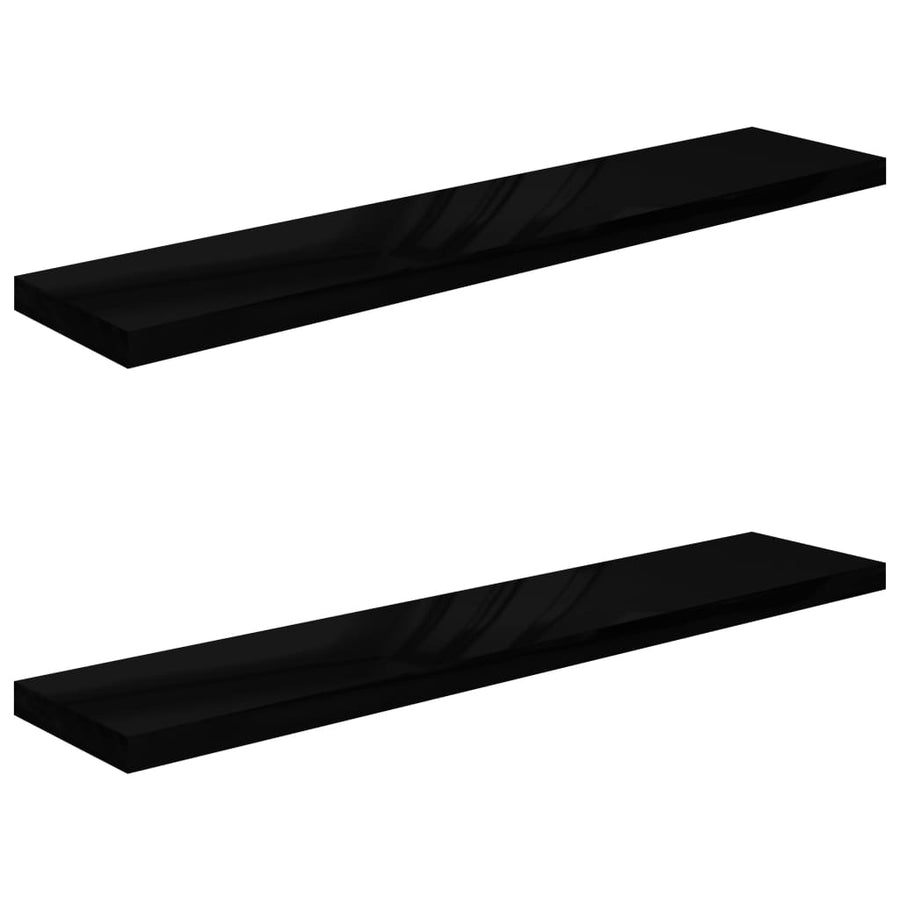 Wandschappen Zwevend 10X3,5X3,8 Cm Mdf Hoogglans Zwart 2 120 x 23.5 x 3.8 cm