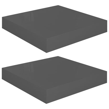 Wandschappen Zwevend 3X3,5X3,8 Cm Mdf Hoogglans Grijs 2 23 x 23.5 x 3.8 cm