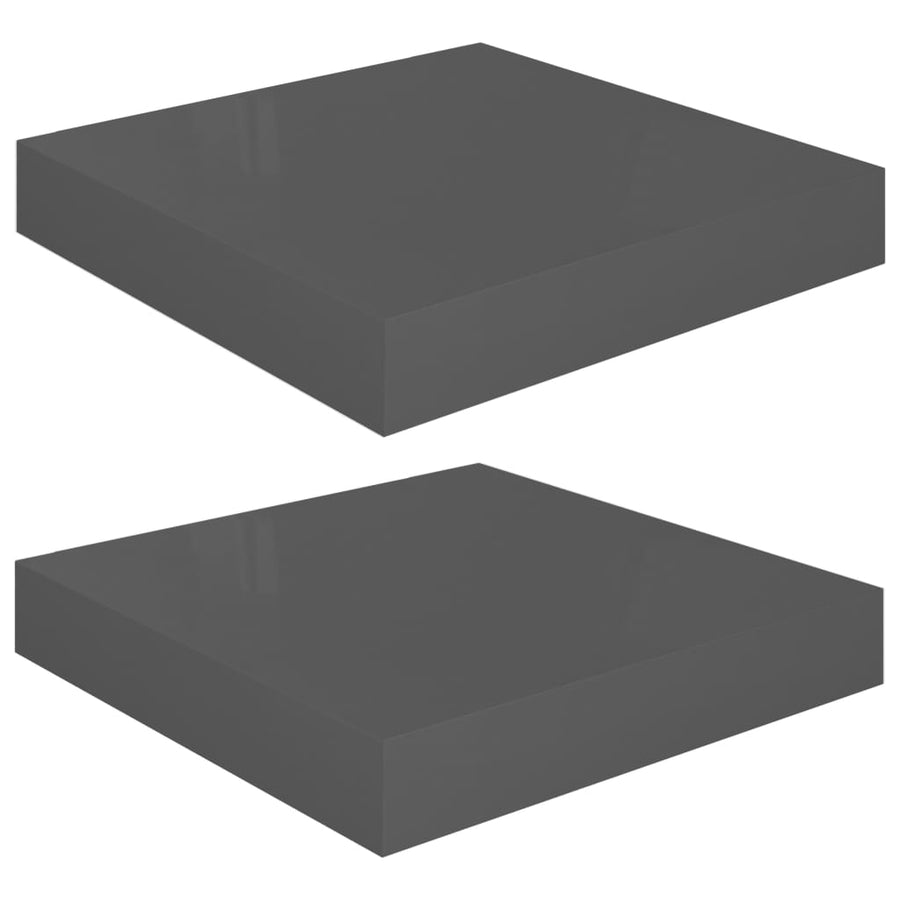 Wandschappen Zwevend 3X3,5X3,8 Cm Mdf Hoogglans Grijs 2 23 x 23.5 x 3.8 cm
