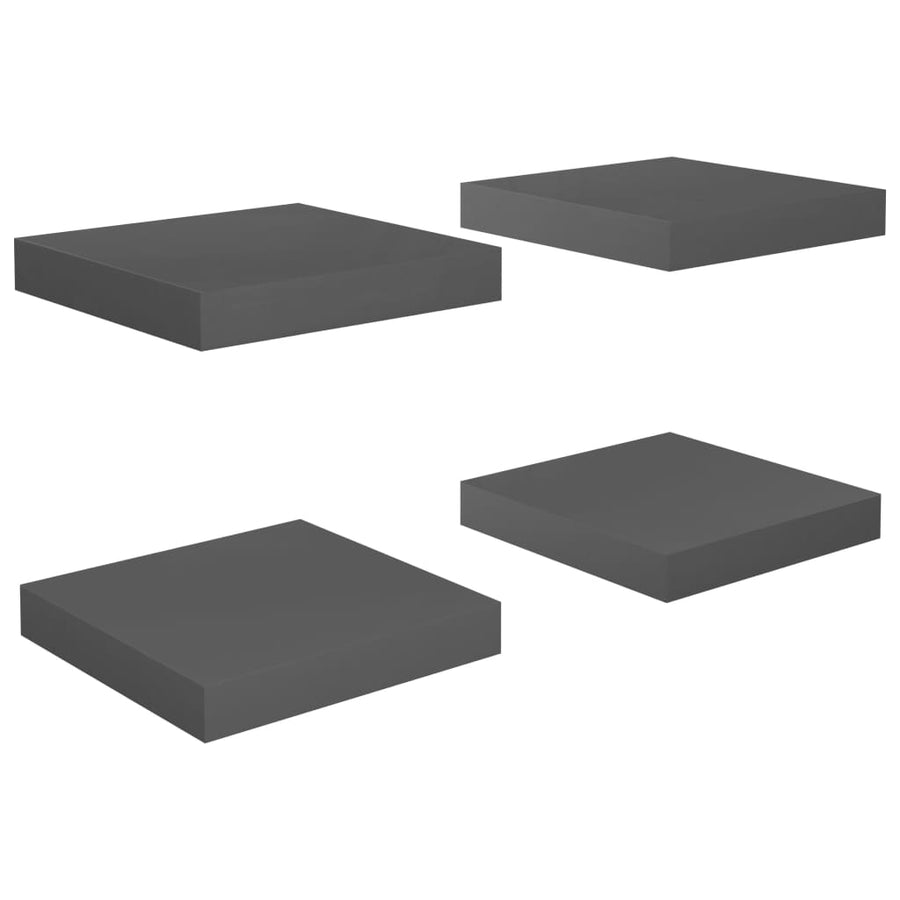 Wandschappen Zwevend 23X23,5X3,8 Cm Mdf Hoogglans Grijs 4 23 x 23.5 x 3.8 cm