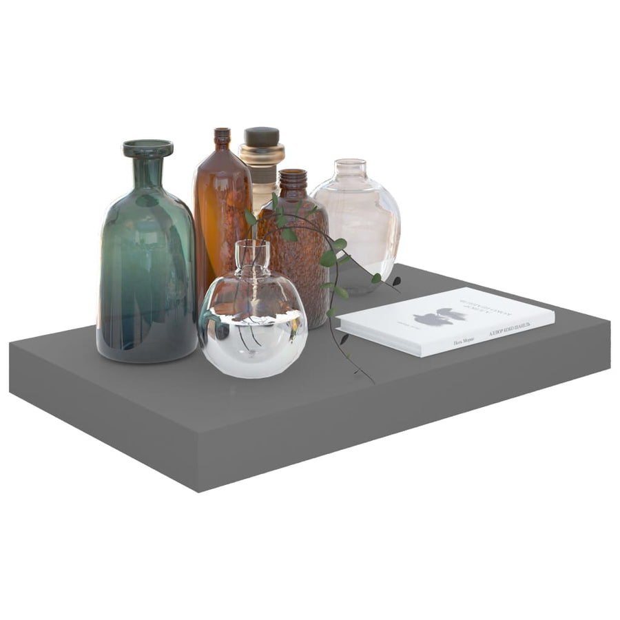 Wandschap Zwevend 40X23X3,8 Cm Mdf Hoogglans Grijs 1 40 x 23 x 3.8 cm
