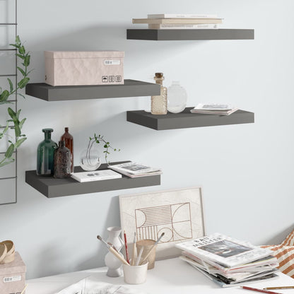 Wandschappen Zwevend 0X23X3,8 Cm Mdf Hoogglans Grijs 4 40 x 23 x 3.8 cm