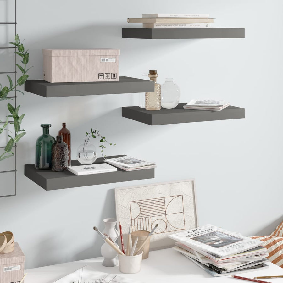 Wandschappen Zwevend 0X23X3,8 Cm Mdf Hoogglans Grijs 4 40 x 23 x 3.8 cm