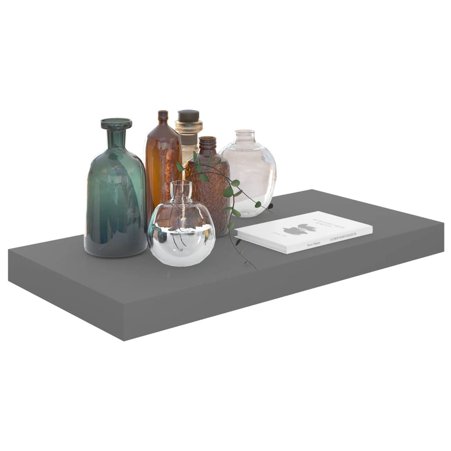 Wandschap Zwevend 50X23X3,8 Cm Mdf Hoogglans Grijs 1 50 x 23 x 3.8 cm