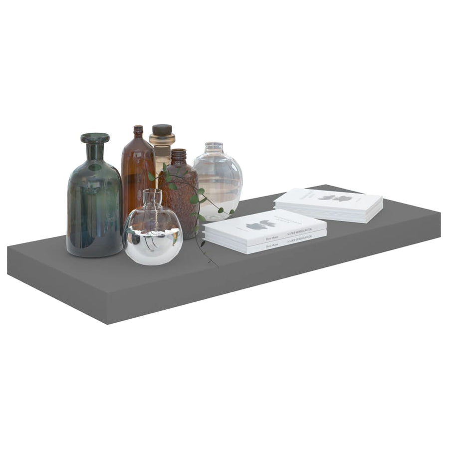 Wandschappen Zwevend 60X3,5X3,8 Cm Mdf Hoogglans Grijs 2 60 x 23.5 x 3.8 cm