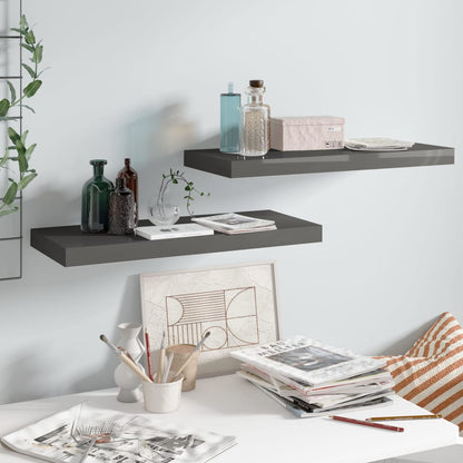 Wandschappen Zwevend 60X3,5X3,8 Cm Mdf Hoogglans Grijs 2 60 x 23.5 x 3.8 cm