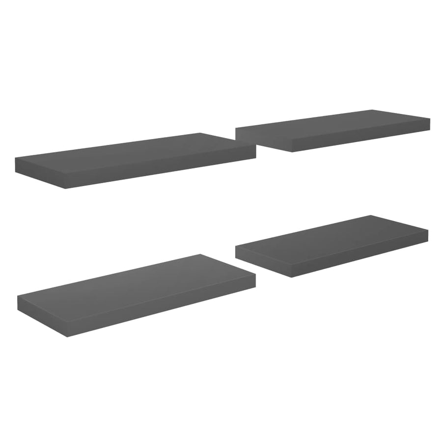 Wandschappen Zwevend 60X23,5X3,8 Cm Mdf Hoogglans Grijs 4 60 x 23.5 x 3.8 cm
