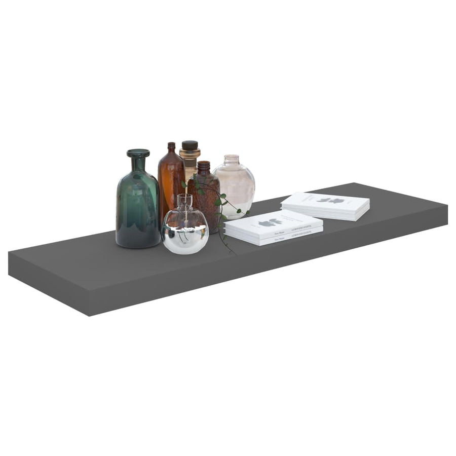 Wandschappen Zwevend 80X3,5X3,8 Cm Mdf Hoogglans Grijs 2 80 x 23.5 x 3.8 cm
