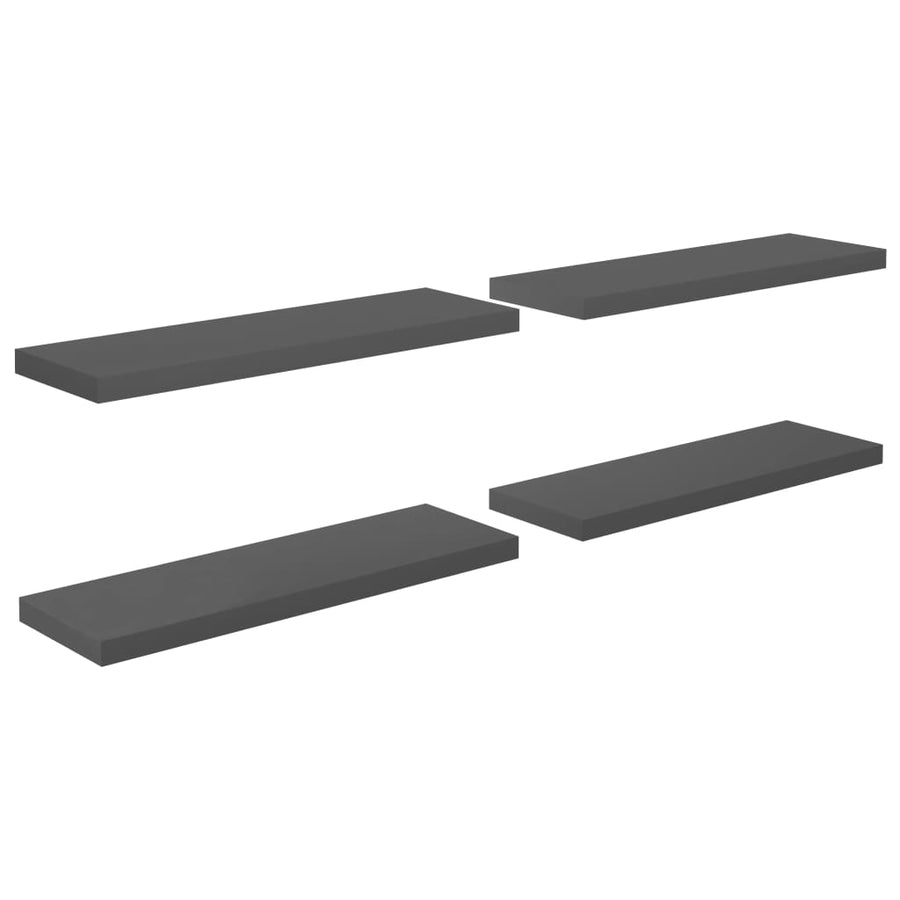 Wandschappen Zwevend 80X23,5X3,8 Cm Mdf Hoogglans Grijs 4 80 x 23.5 x 3.8 cm