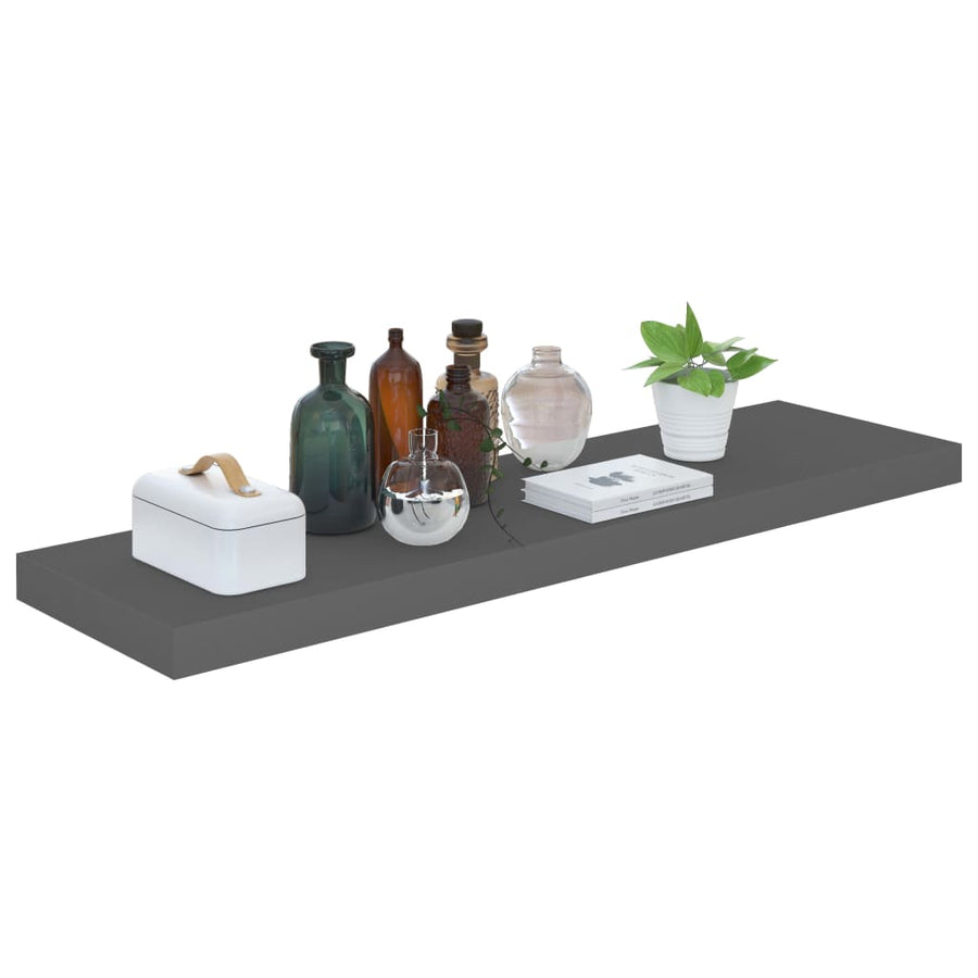 Wandschap Zwevend 90X23,5X3,8 Cm Mdf Hoogglans Grijs 1 90 x 23.5 x 3.8 cm
