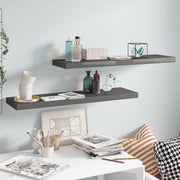 Floating wall shelves 2 pcs 90x23.5x3.8 cm MDF high gloss grey