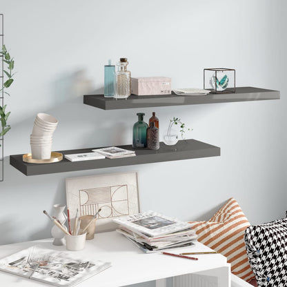 Wandschappen Zwevend 90X3,5X3,8 Cm Mdf Hoogglans Grijs 2 90 x 23.5 x 3.8 cm