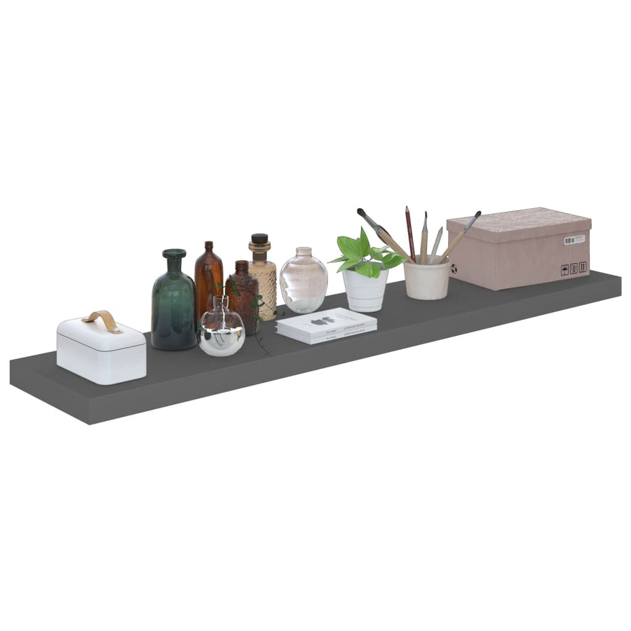 Wandschap Zwevend 20X23,5X3,8 Cm Mdf Hoogglans Grijs 1 120 x 23.5 x 3.8 cm