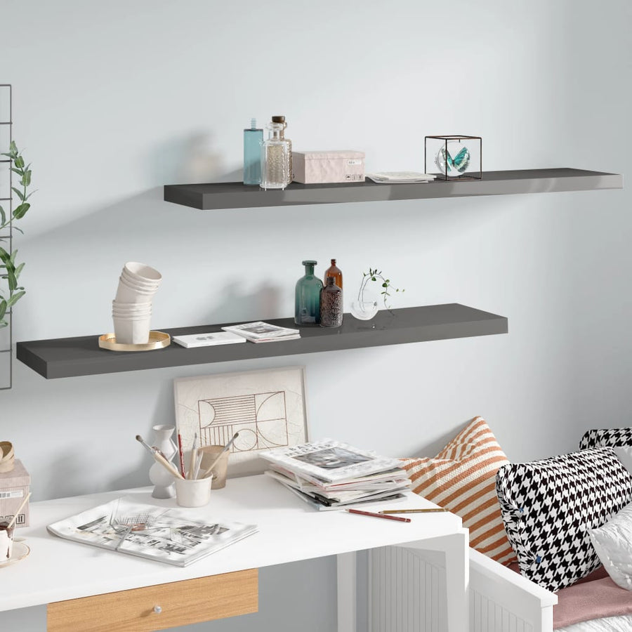 Wandschappen Zwevend 10X3,5X3,8 Cm Mdf Hoogglans Grijs 2 120 x 23.5 x 3.8 cm