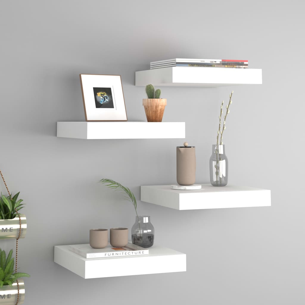 Wandschappen Zwevend 23X23,5X3,8 Cm Mdf Wit 4 23 x 23.5 x 3.8 cm