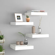 Wall shelves floating 4 pcs 23x23.5x3.8 cm MDF white