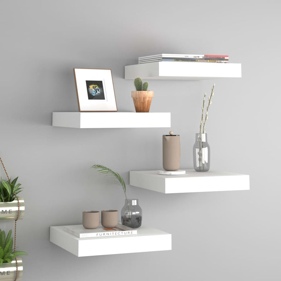 Wandschappen Zwevend 23X23,5X3,8 Cm Mdf Wit 4 23 x 23.5 x 3.8 cm